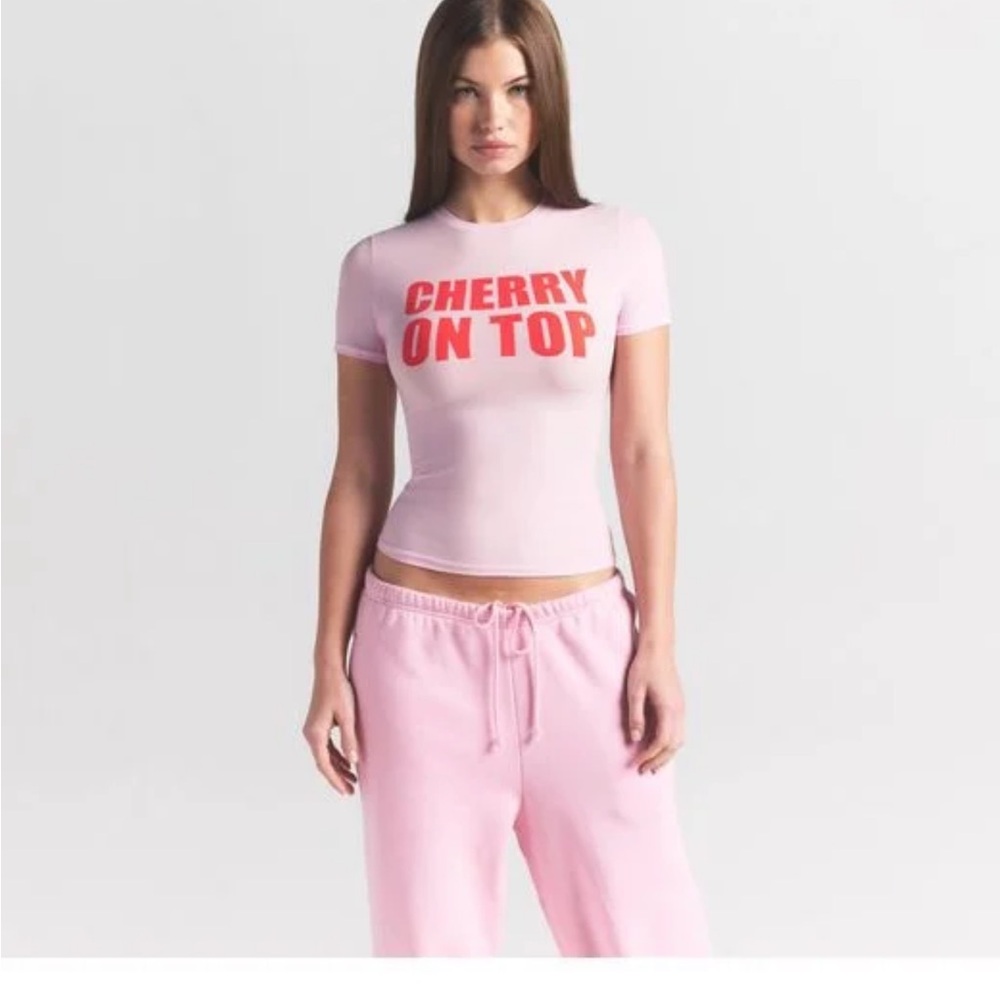 Skims Cherry On Top Pink Graphic Tee - Picture 2 of 5